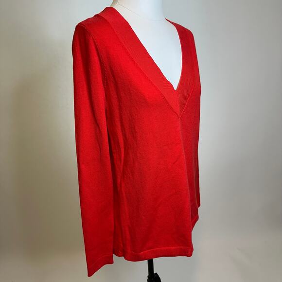 NWT Talbots Red V-Neck Cotton Rayon Nylon Front Poly Back Sweater Womens Size XS - Picture 2 of 10